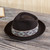 Alpaca and wool blend felt hat, 'Yaku in Espresso' - Espresso Alpaca and Felt Blend Hat with Handwoven Accent (image 2) thumbail