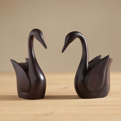Mahogany wood figurines, Swan Lake (pair)