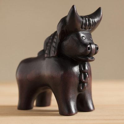 Mahogany wood figurine, Cultural Bull