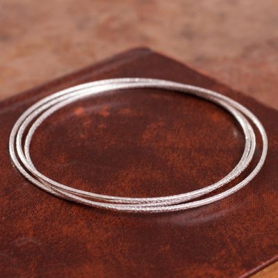 Sterling silver bangle bracelet, Trio Splendor