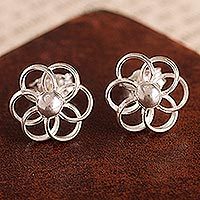 Sterling silver button earrings,