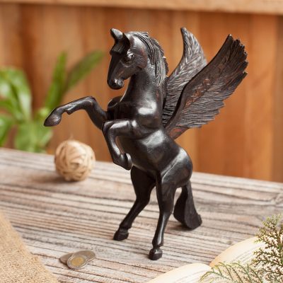 Cedar wood sculpture, Magic Pegasus