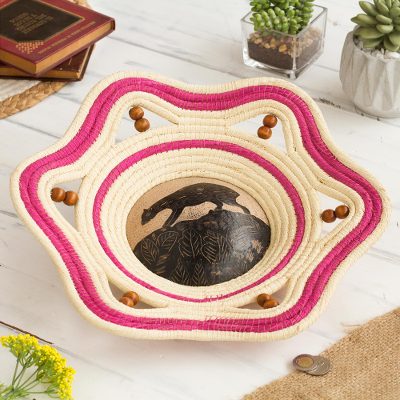 Chambira tree fiber and pumpkin shell decorative basket, Wild Nature