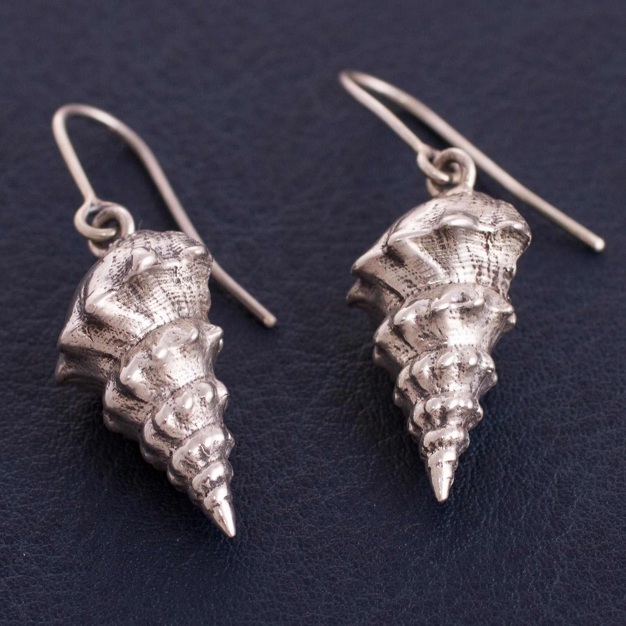 Silver Conch Shell Dangle Earrings From Peru Elegant Conch Novica