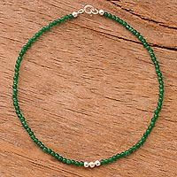 Agate Beaded Anklet in Green from Peru,'Simple Appeal in Green'