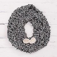 Alpaca blend neck warmer, 'Chic Winter' - Hand-Knit Alpaca Blend Neck Warmer in Black and White