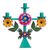 Recycled metal candelabra, 'Margarita Temple in Aqua' - Recycled Metal Candelabra with Floral Motifs (image 2a) thumbail