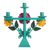 Recycled metal candelabra, 'Margarita Temple in Aqua' - Recycled Metal Candelabra with Floral Motifs (image 2c) thumbail