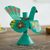 Recycled metal candleholder, 'Floral Peacock in Aqua' - Recycled Metal Peacock Candle Holder in Aqua from Peru (image 2) thumbail