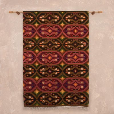 Wool tapestry, 'Stylized Birds' - Bird Motif Handwoven Wool Tapestry from Peru