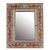 Reverse-painted glass wall mirror, 'Reflective Bouquet' - Orange Floral Reverse-Painted Glass Wall Mirror from Peru (image 2a) thumbail