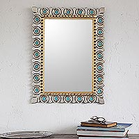Featured review for Silver and bronze gilded wood wall mirror, Colonial Fleur-de-Lis
