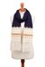 100% alpaca scarf, 'Midnight Comfort' - Midnight and Antique White 100% Alpaca Wrap Scarf from Peru (image 2a) thumbail