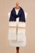 100% alpaca scarf, 'Midnight Comfort' - Midnight and Antique White 100% Alpaca Wrap Scarf from Peru (image 2b) thumbail