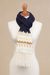 100% alpaca scarf, 'Midnight Comfort' - Midnight and Antique White 100% Alpaca Wrap Scarf from Peru (image 2c) thumbail