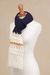 100% alpaca scarf, 'Midnight Comfort' - Midnight and Antique White 100% Alpaca Wrap Scarf from Peru (image 2d) thumbail