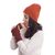 100% alpaca fingerless mitts, 'Cranberry Dream' - Hand-Crocheted 100% Alpaca Fingerless Mitts in Cranberry (image 2a) thumbail