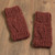100% alpaca fingerless mitts, 'Cranberry Dream' - Hand-Crocheted 100% Alpaca Fingerless Mitts in Cranberry (image 2b) thumbail