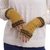 100% alpaca fingerless mitts, 'Cuzco Honey' - Hand-Crocheted 100% Alpaca Fingerless Mitts in Honey (image 2a) thumbail