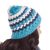100% alpaca hat, 'Lakes of the Andes' - Blue and Eggshell Crocheted 100% Alpaca Hat from Peru (image 2d) thumbail