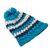 100% alpaca hat, 'Lakes of the Andes' - Blue and Eggshell Crocheted 100% Alpaca Hat from Peru (image 2f) thumbail
