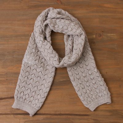 100% alpaca scarf, Taupe Wind