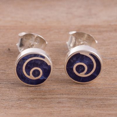 Sodalite stud earrings, Swirl Chic