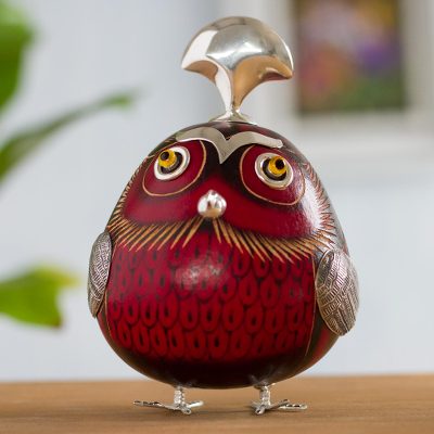 Sterling silver and gourd figurine, Sipan Governor in Red