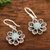 Amazonite filigree dangle earrings, 'Aqua Daisy' - Amazonite Sterling Silver Filigree Flower Dangle Earrings (image 2b) thumbail