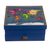 Reverse-painted glass and wood jewelry box, 'Worldly Goods' - Blue Wood and Reverse-Painted Glass World Map Jewelry Box (image 2c) thumbail