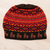 Alpaca blend knit hat, 'Alpaca Sunset' - Black Red and Orange Diamond Motif Alpaca Blend Knit Hat (image 2) thumbail