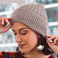 100% alpaca knit hat, Comfy in Pink