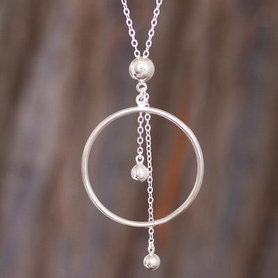 Sterling silver pendant necklace, Pendulum Hoop