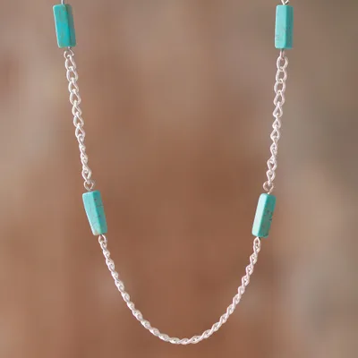 Reconstituted turquoise station necklace, Sky Dimension