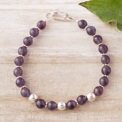 Amethyst beaded bracelet, Elegant Glam