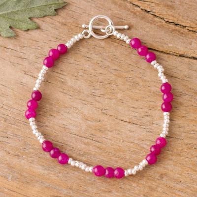 Quartz beaded bracelet, Fuchsia Delight