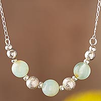 Opal beaded pendant necklace, 'Round Sophistication' - Natural Opal Beaded Necklace from Peru