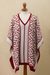 Reversible alpaca blend poncho, 'Lovely Composition in Crimson' - Reversible Geometric Alpaca Blend Poncho in Crimson (image 2c) thumbail
