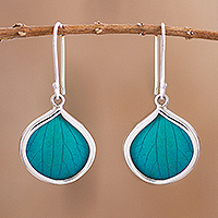 Featured review for Natural leaf dangle earrings, Leaf Drops in Aqua