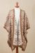 Reversible alpaca blend ruana, 'Elegant Royalty in Ginger' - Reversible Ginger and Pale Grey Alpaca Blend Knit Ruana thumbail