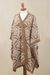 Reversible alpaca blend ruana, 'Elegant Royalty in Ginger' - Reversible Ginger and Pale Grey Alpaca Blend Knit Ruana (image 2b) thumbail