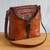 Wool-accented leather shoulder bag, 'Solari' - Hand Crafted Orange Leather Shoulder Bag with Wool Accent (image 2b) thumbail