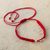 Sterling silver macrame unity bracelet, 'Red in Unity' - Aurora Red Macrame Unity Bracelet with Sterling Silver (image 2e) thumbail