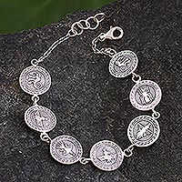 Sterling silver link bracelet, 'Nazca Allure' - Nazca Geoglyph Sterling Silver Link Bracelet