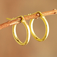 Gold plated hoop earrings, 'Always Classic' (.5 inch) - Classic Small 18k Gold Plated Hoop Earrings (.5 Inch)