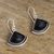 Obsidian dangle earrings, 'Expression' - Artisan Made Obsidian Earrings from Peru (image 2b) thumbail