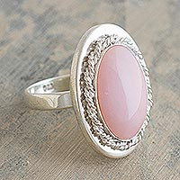 Opal cocktail ring, 'Cachet' - Pink Opal and Sterling Silver Cocktail Ring