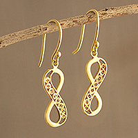 Gold-plated filigree dangle earrings, Elegant Infinity