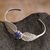 Sodalite cuff bracelet, 'Elm Leaf Embrace' - Handcrafted Silver & Sodalite Bracelet with Filigree Accents thumbail