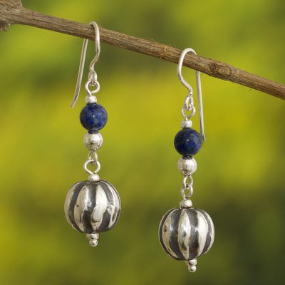 Lapis lazuli dangle earrings, Nuanced Beauty